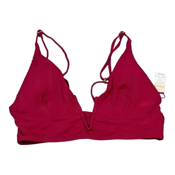 L*Space Pointelle Rib Siren Bikini Top - Cabernet NWOT - Picture 2 of 8